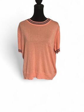 Elegant Coral Short Sleeve Sweater